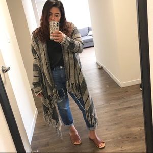 Tribal fringe waterfall shawl cardigan
